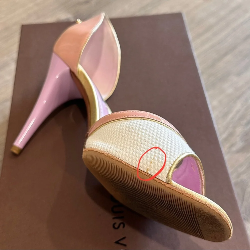 Louis Vuitton White/Lilac Sandal Heels - Picture 7 of 11